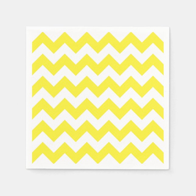 Servilleta De Papel Patrón clásico de cheurón amarillo y blanco (Anverso)