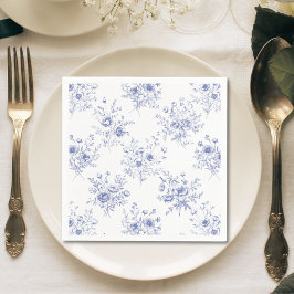 Servilleta De Papel Patrón clásico de flores azules Toile azul francés