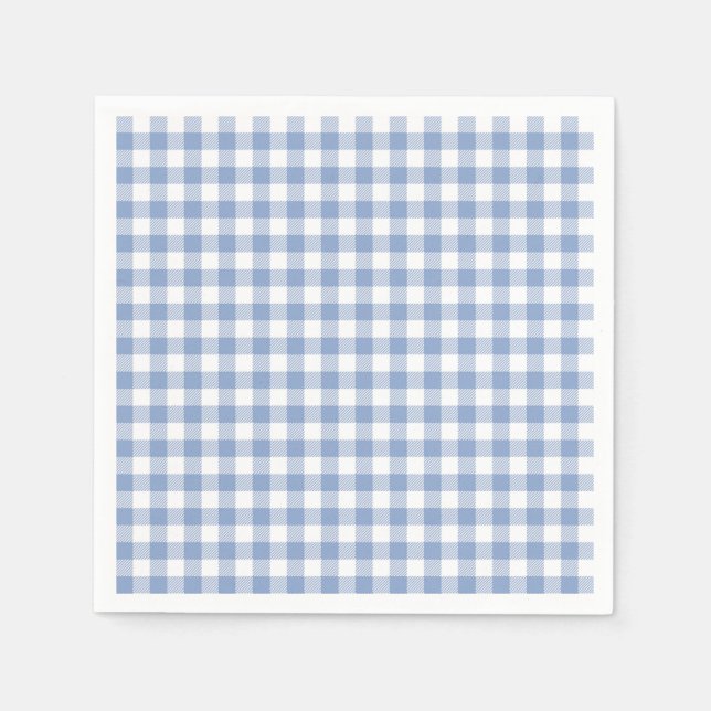 Servilleta De Papel Patrón clásico de gingham azul claro con estampado (Anverso)