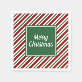 Servilleta De Papel Patrón Clásico de Rayas Verdes de Navidad
