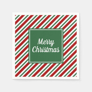 Servilleta De Papel Patrón Clásico de Rayas Verdes de Navidad
