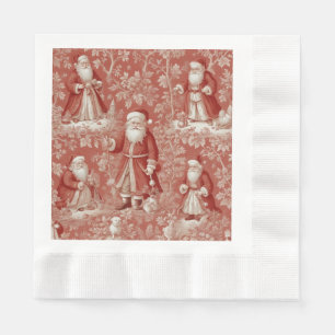 Servilleta De Papel Patrón clásico de toile rojo de Santa Claus