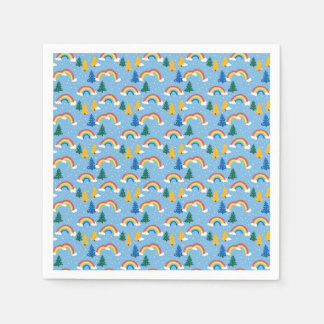 Servilleta De Papel Patrón colorido con arbustos y arboles