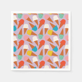 Servilleta De Papel Patrón Colorido de Cono de Helado Dibujado a Mano