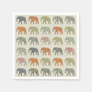 Servilleta De Papel Patrón contemporáneo de animal colorido elefante