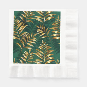 Servilleta De Papel Patrón continuo con helechos dorados