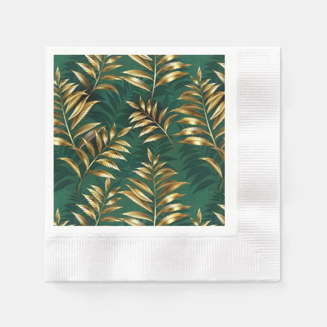 Servilleta De Papel Patrón continuo con helechos dorados (Anverso)