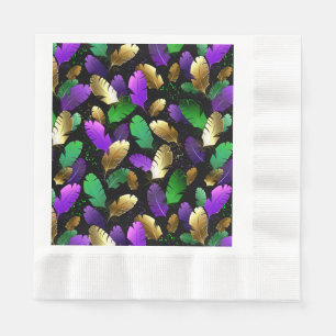 Servilleta De Papel Patrón continuo con plumas de Mardi Gras