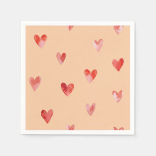 Servilleta De Papel Patrón continuo de Corazones Acuarela