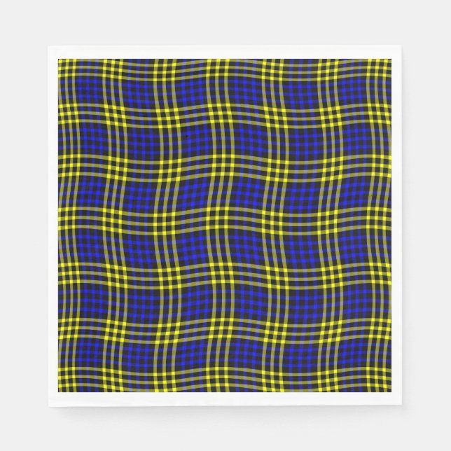 Servilleta De Papel Patrón continuo de cuadros azules y amarillos (Anverso)