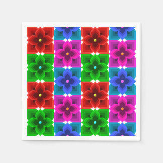 Servilleta De Papel Patrón continuo de flores geométricas coloridas, a