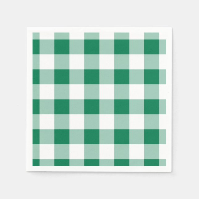 Servilleta De Papel Patrón continuo de gingham verde clásico (Anverso)