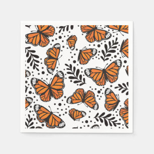 Servilleta De Papel Patrón continuo de mariposa monarca dibujada a man
