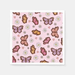 Servilleta De Papel Patrón continuo de mariposa y flores