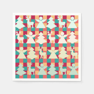 Servilleta De Papel Patrón controlado con ángeles, renos y árboles