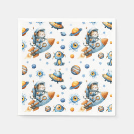 Servilleta De Papel Patrón cósmico de gato astronauta lindo en el espa