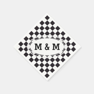 Servilleta De Papel Patrón cuadrado de ajedrez - negro + tu texto y fo