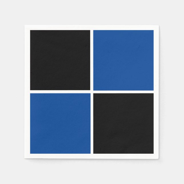 Servilleta De Papel Patrón cuadrado fresco negro y azul de posavasos p (Anverso)