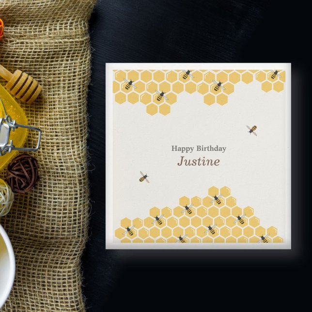 Servilleta De Papel Patrón de abeja y abeja (Bee and Honeycomb Napkins)