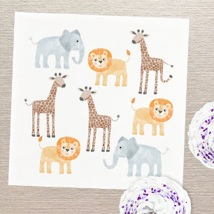 Servilleta De Papel Patrón de acuarela de animales de safari lindo