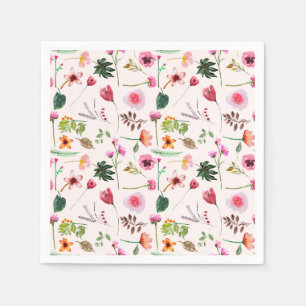 Servilleta De Papel Patrón de acuarela de flores primaverales colorida
