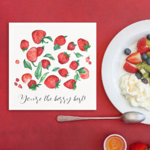 Servilleta De Papel Patrón de Acuarela de Fresa Roja Adorable Frutas P