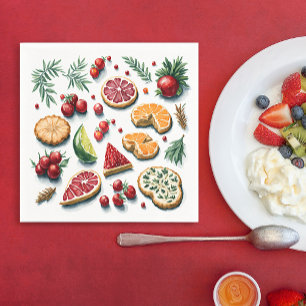 Servilleta De Papel Patrón de Acuarela de Galletas de Navidad en Color