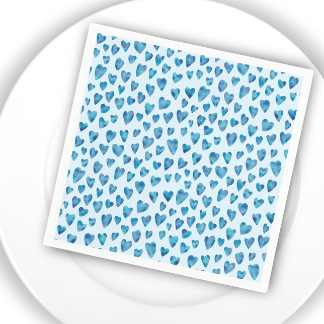 Servilleta De Papel Patrón de acuarela del corazón azul (Subido por el creador)