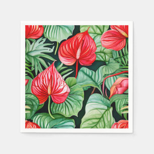 Servilleta De Papel Patrón de acuarela del Vibrante Anthurio