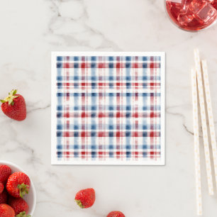 Servilleta De Papel Patrón de acuarela roja, blanca y azul Americana