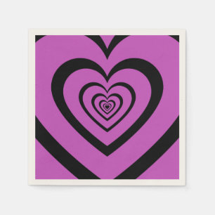 Servilleta De Papel Patrón de amor del corazón hipnótico púrpura negro