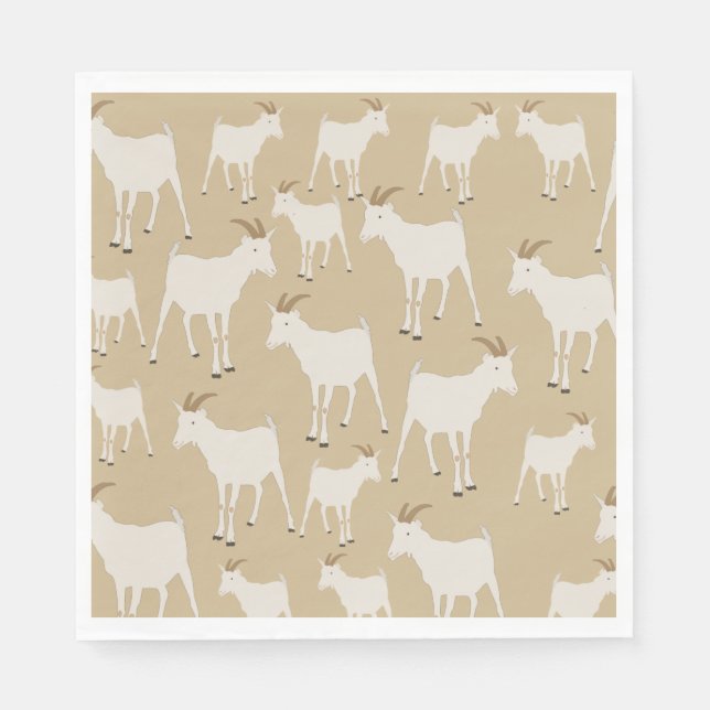Servilleta De Papel Patrón de animales de granja de cabras (Anverso)