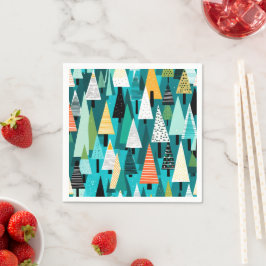 Servilleta De Papel Patrón de árbol de Navidad colorido y moderno