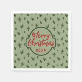 Servilleta De Papel patrón de árbol de navidad verde vintage