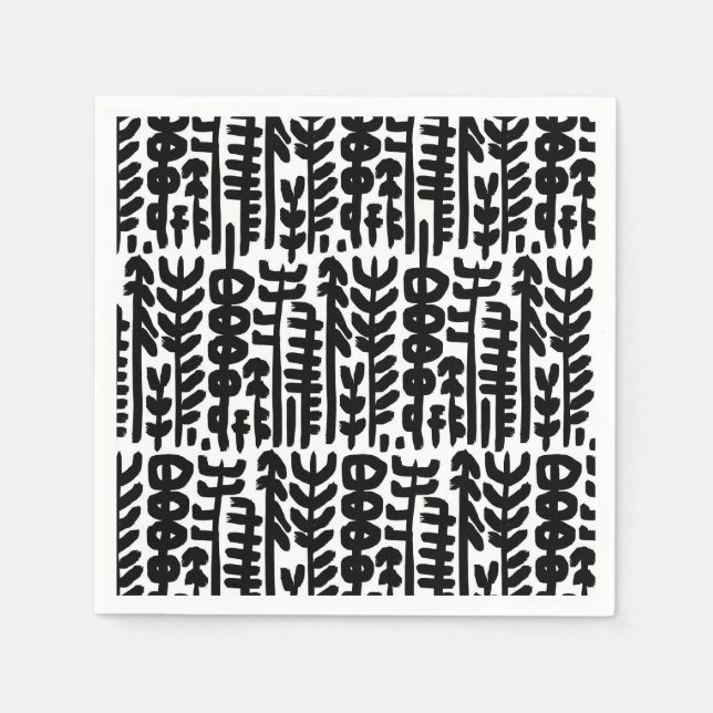 Servilleta De Papel Patrón de árbol de trazo de tinta negra (Anverso)