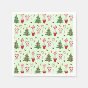 Servilleta De Papel Patrón de árboles de golosinas navidades