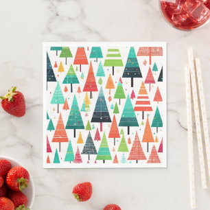 Servilleta De Papel Patrón de árboles de Navidad coloridos