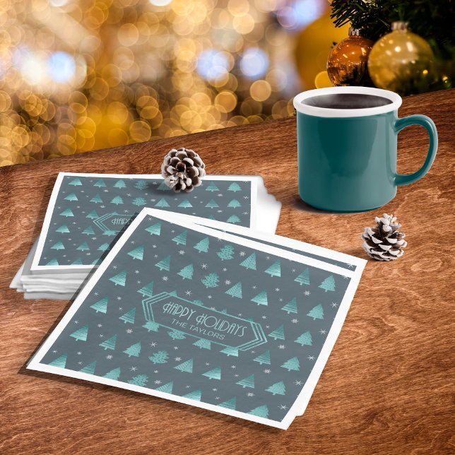 Servilleta De Papel Patrón de árboles de Navidad y copos de nieve ID86 (Subido por el creador)