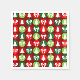 Servilleta De Papel patrón de arboles y arcos de Navidad retro vintage