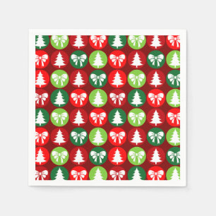 Servilleta De Papel patrón de arboles y arcos de Navidad retro vintage