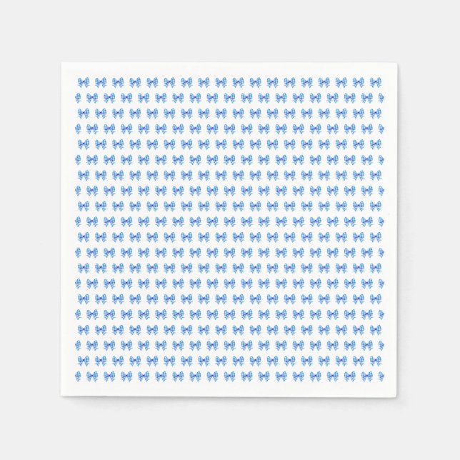 Servilleta De Papel Patrón de arco de gingham azul-blanco (Anverso)