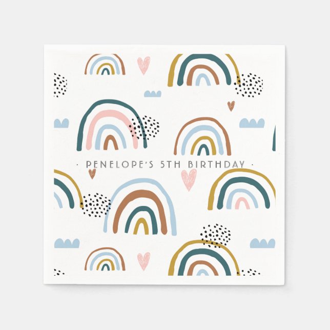 Servilleta De Papel Patrón de arco iris acuático | Personalizado (Anverso)