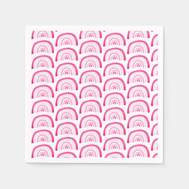 Servilleta De Papel Patrón de arcoíris rosa brillante (Anverso)