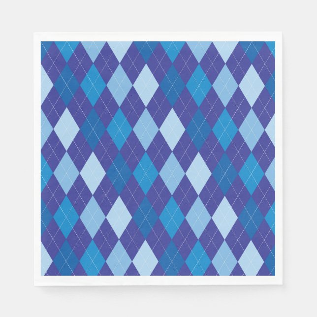 Servilleta De Papel Patrón de argyle azul (Anverso)