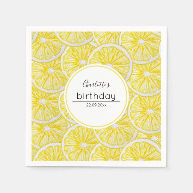 Servilleta De Papel Patrón de arte acuarela de limón Slices (Anverso)