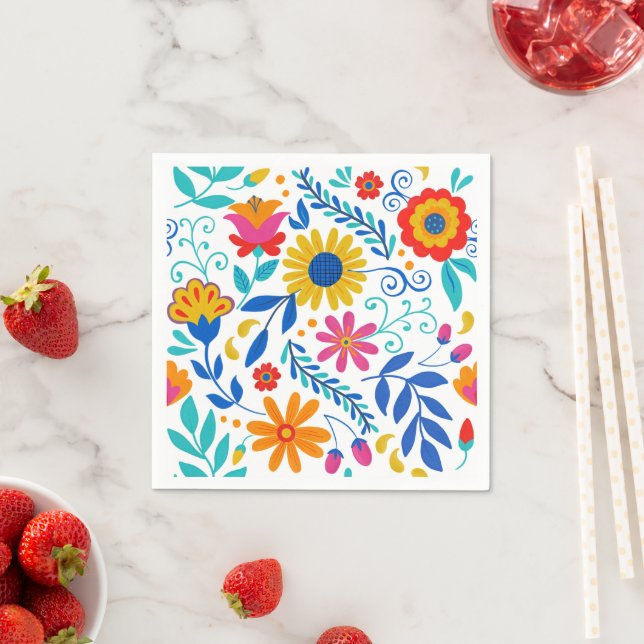 Servilleta De Papel Patrón de arte folclórico mexicano (In situ)