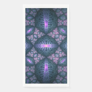 Servilleta De Papel Patrón de arte fractal 3D turquesa púrpura rosa