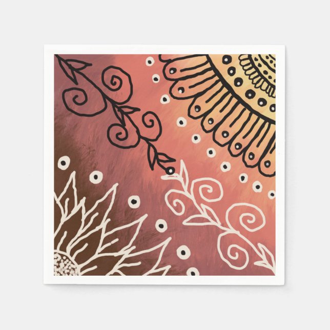 Servilleta De Papel Patrón de arte gracioso rojo (Anverso)