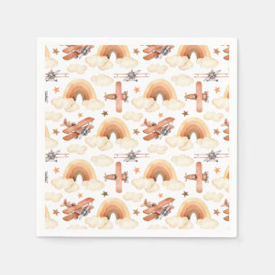 Servilleta De Papel Patrón de avión arco iris de color de agua suave