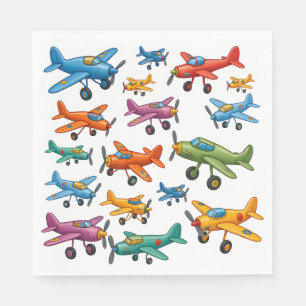 Servilleta De Papel Patrón de Aviones Antiguos Coloridos – Aviación Re